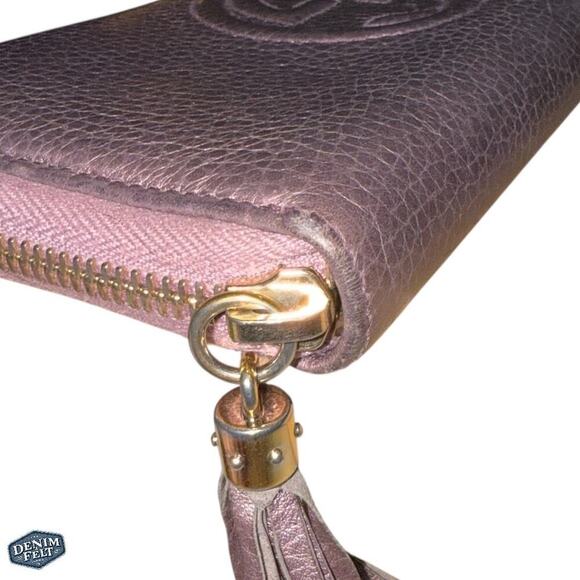 Gucci Purple/Lavender Metallic Soho GG Marmont Zip Around Tassel Long Wallet - Picture 8 of 16